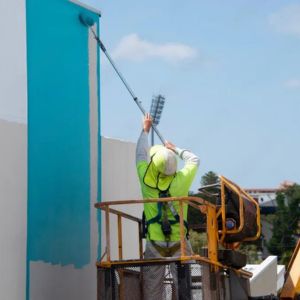 Painter with protective gear